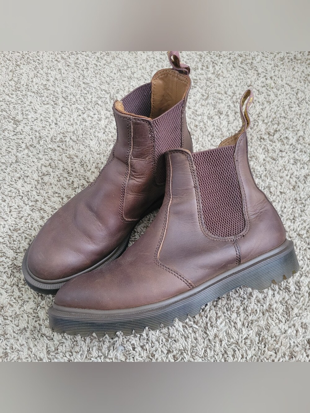 Dr. Martens 2976 Chelsea Boots Shoes Rugged Crazy Horse Leather Dark Brown 7 8